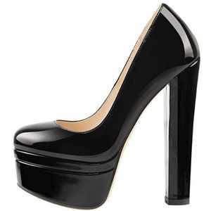 Sky High Platform Round Toe Slip On Pumps